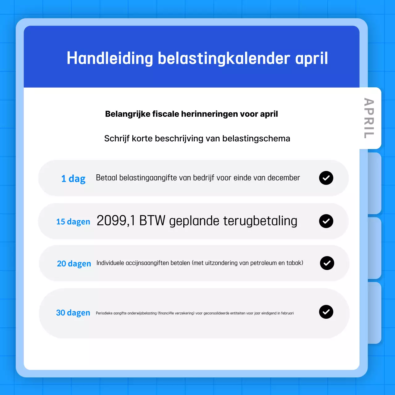 Lichtblauwe eenvoudige handleiding voor belastingschema's