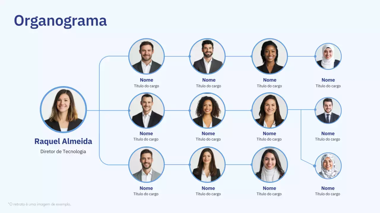 esquema de organigrama profissional azul