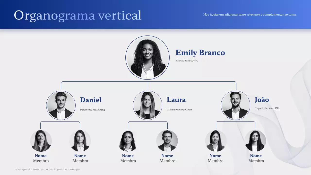 layout empresarial organizacional vertical moderno azul