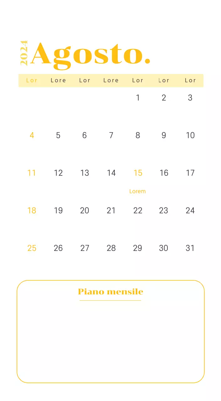 Calendario con illustrazioni giovanili su sfondo giallo e verde