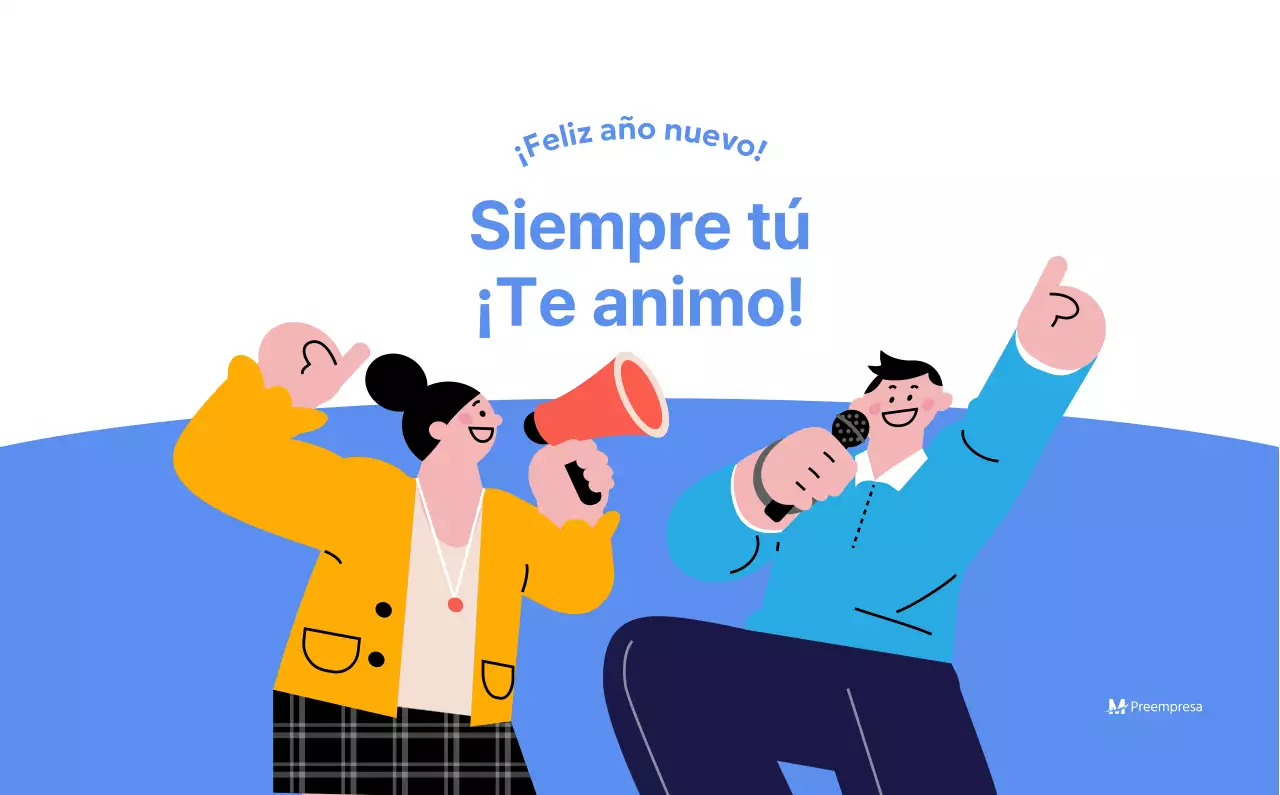 Calendario motivacional con ilustraciones llenas de energía y citas positivas sobre fondo azul claro