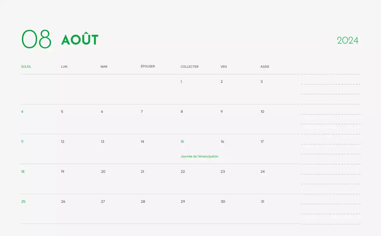 Un calendrier avec la photo d'un chiot et un message mignon aux accents verts.