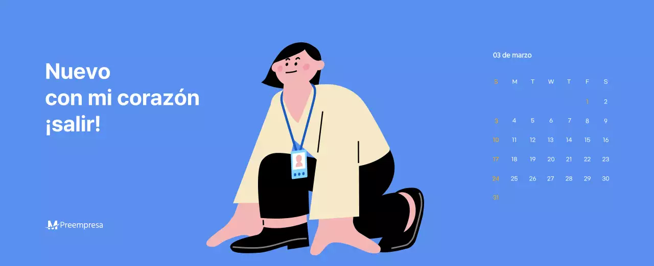 Calendario motivacional con ilustraciones llenas de energía y citas positivas sobre fondo azul claro