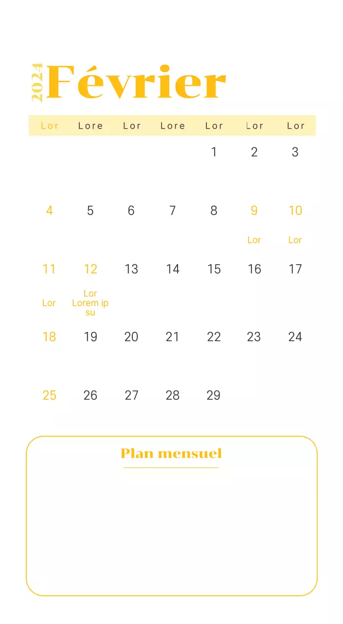 Calendrier avec illustrations de jeunes sur fond jaune et vert