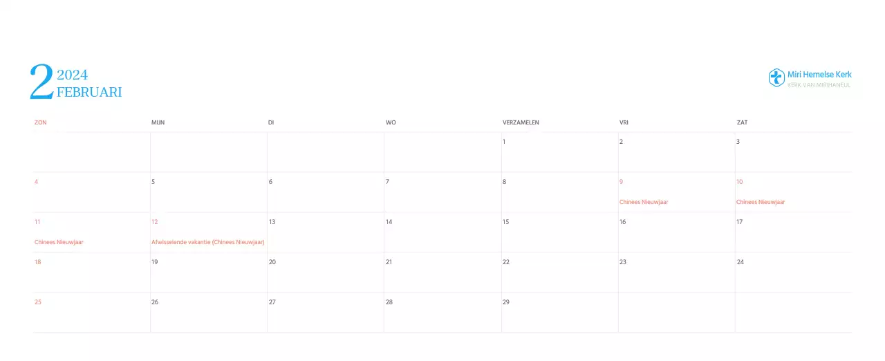 Blauw modern concept kerkkalender