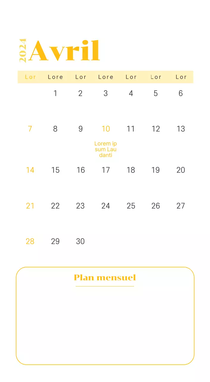 Calendrier avec illustrations de jeunes sur fond jaune et vert
