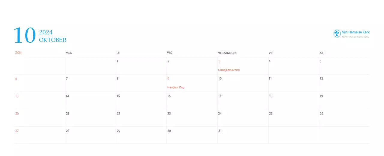 Blauw modern concept kerkkalender