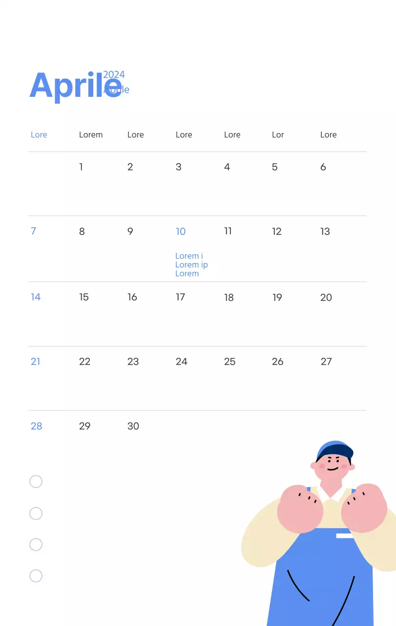Calendario motivazionale con illustrazioni energetiche e citazioni positive su sfondo azzurro