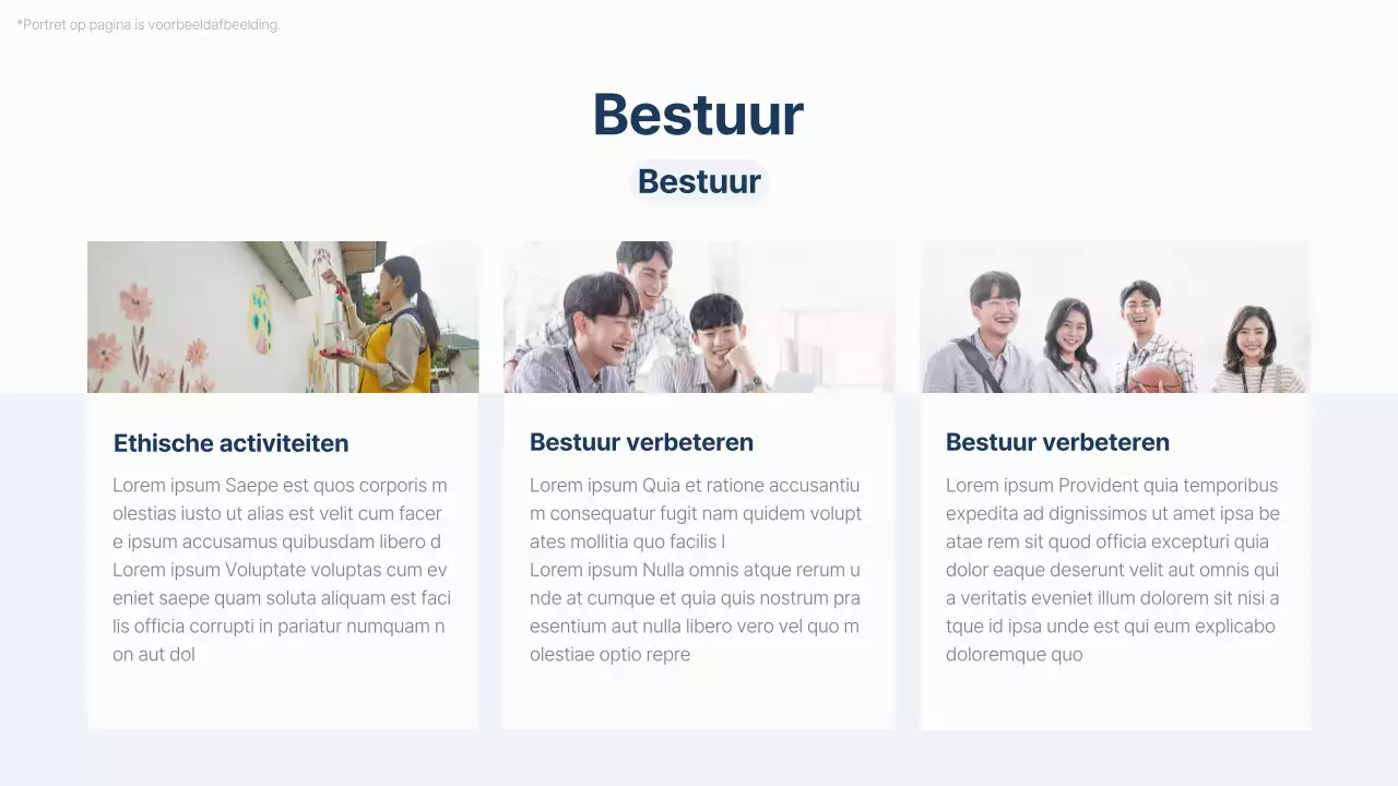 Een eenvoudig ESG-rapport in marineblauw en lichtblauw