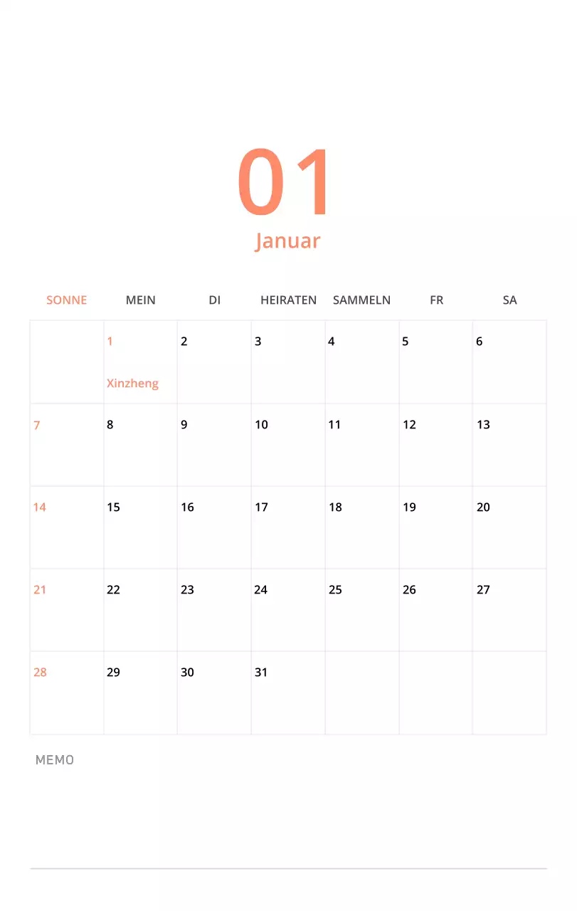 Niedlich illustrierter grüner Tischkalender mit Familienthemen