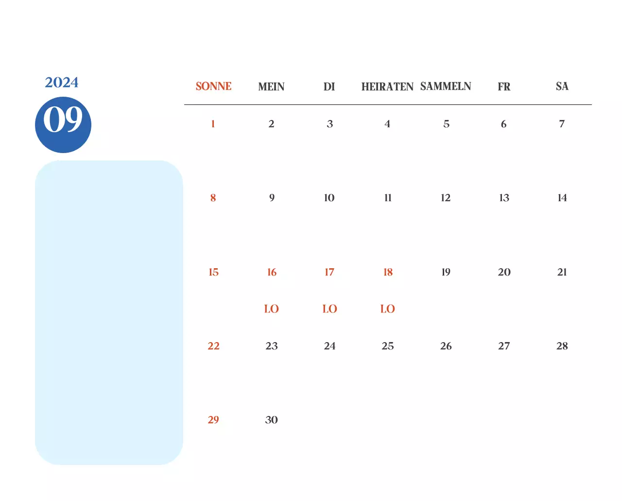 Krankenhauskalender mit saisonalen Landschaftsfotos