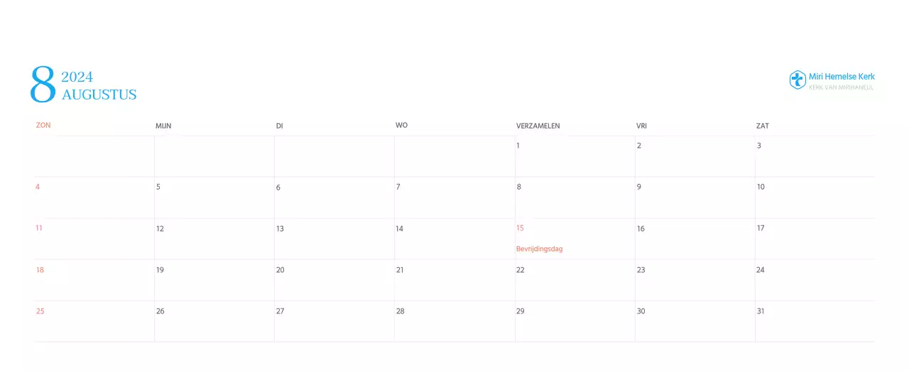 Blauw modern concept kerkkalender