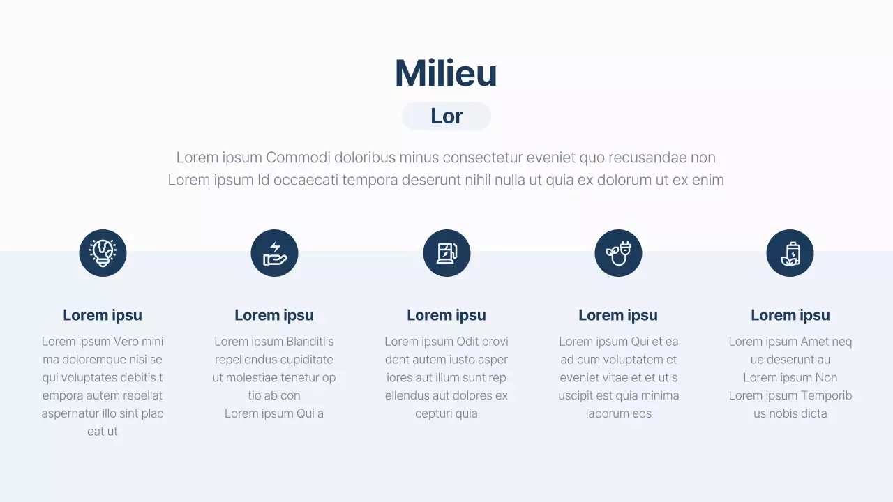 Een eenvoudig ESG-rapport in marineblauw en lichtblauw