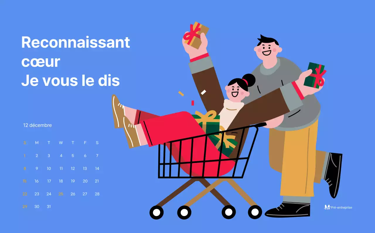 Calendrier de motivation avec des illustrations énergiques et des citations positives sur un fond bleu clair