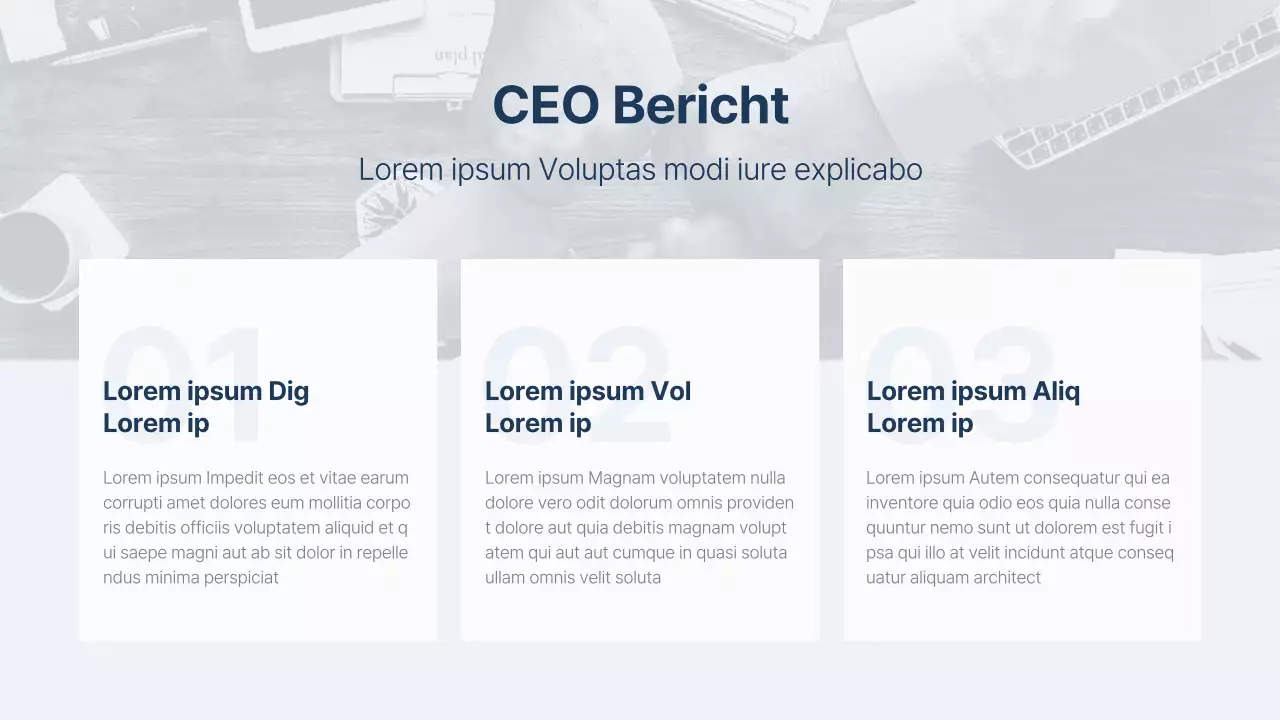 Een eenvoudig ESG-rapport in marineblauw en lichtblauw