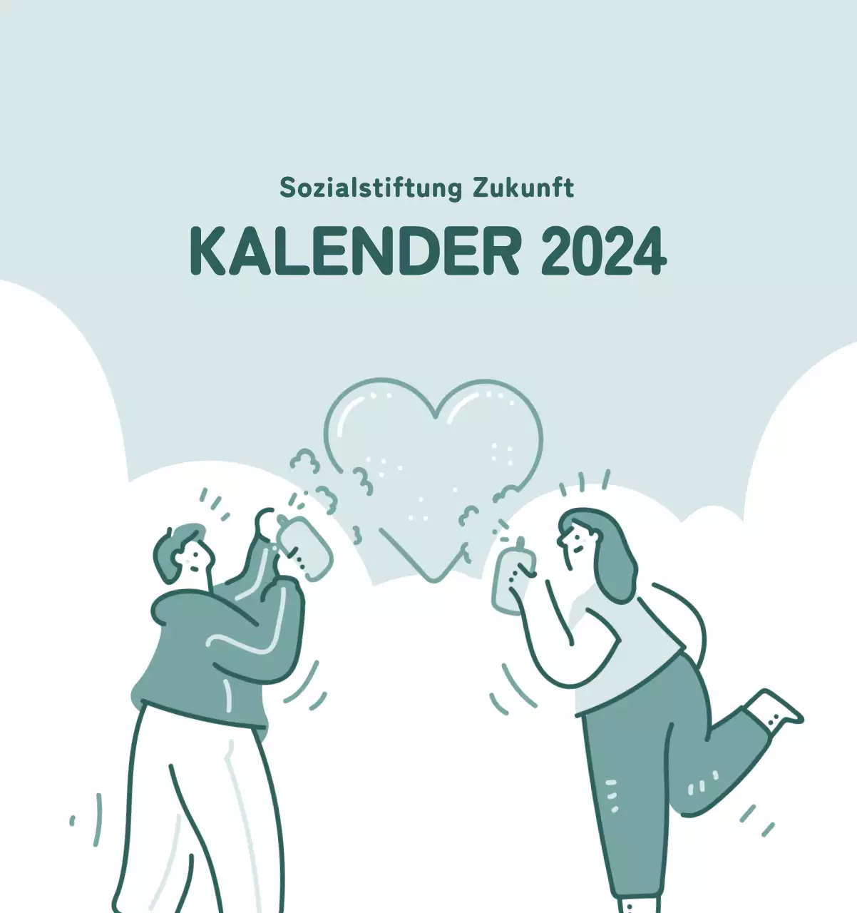 Ein Kalender mit farbenfrohen, emotionalen Illustrationen