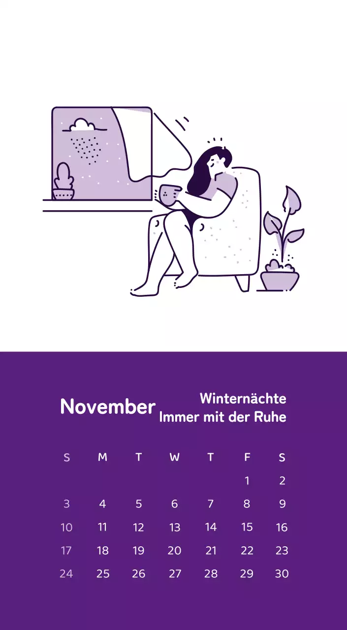 Ein Kalender mit farbenfrohen, emotionalen Illustrationen