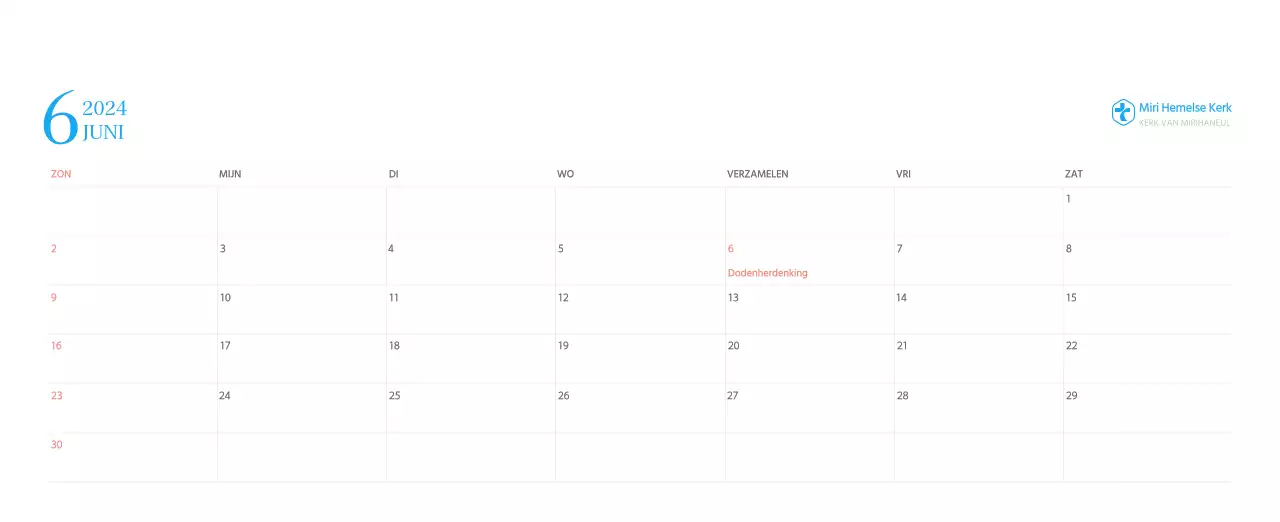 Blauw modern concept kerkkalender