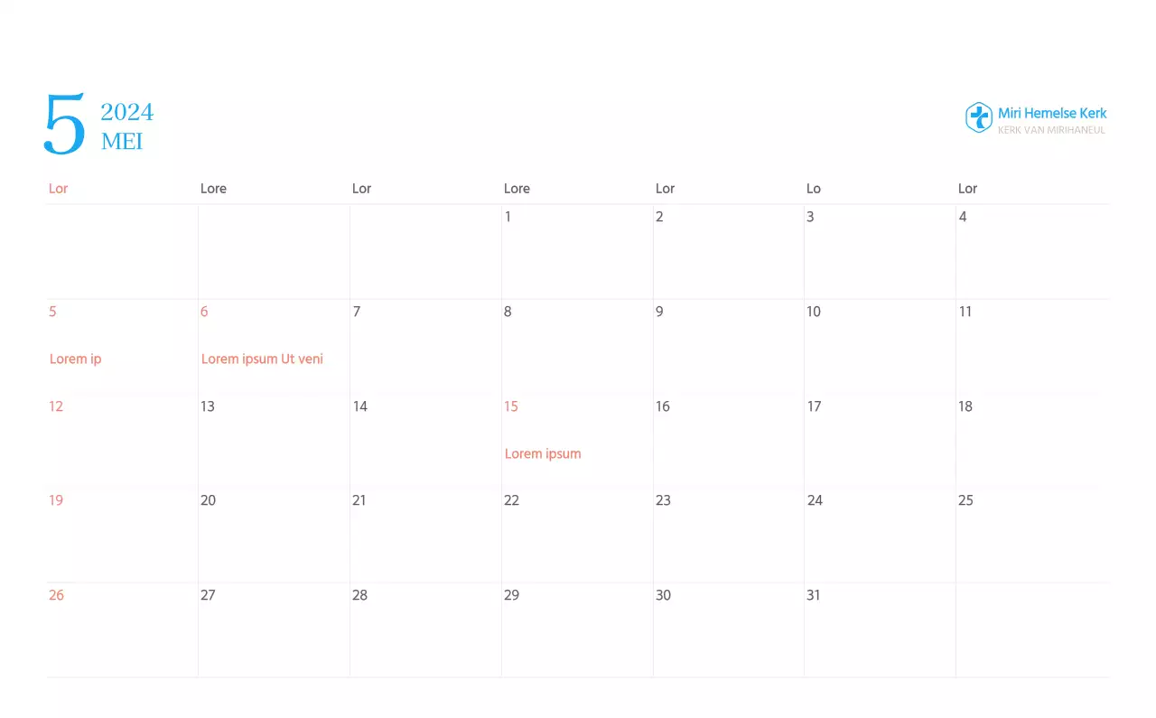 Blauw modern concept kerkkalender