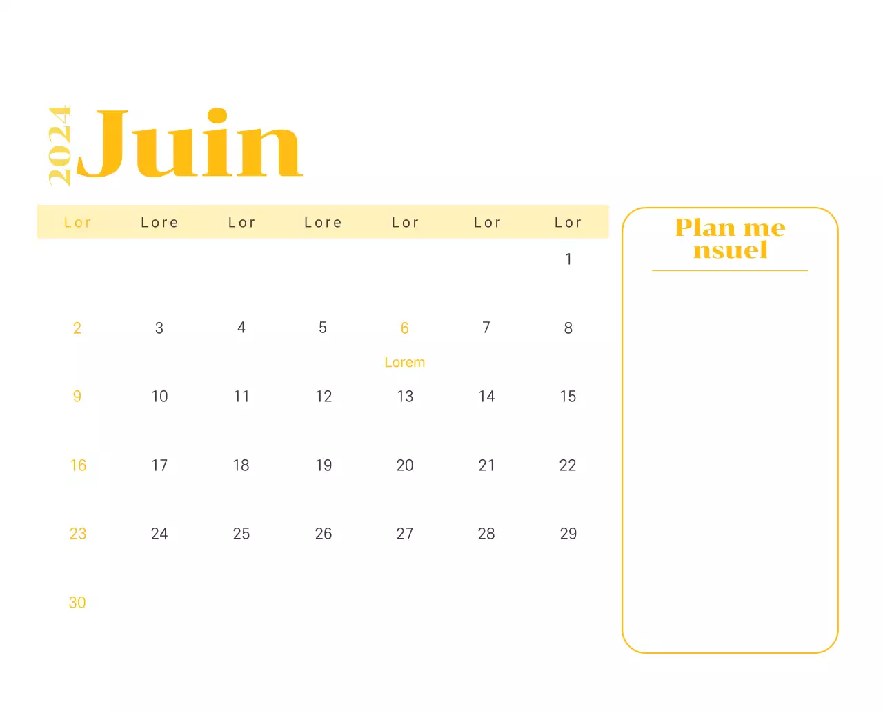 Calendrier avec illustrations de jeunes sur fond jaune et vert