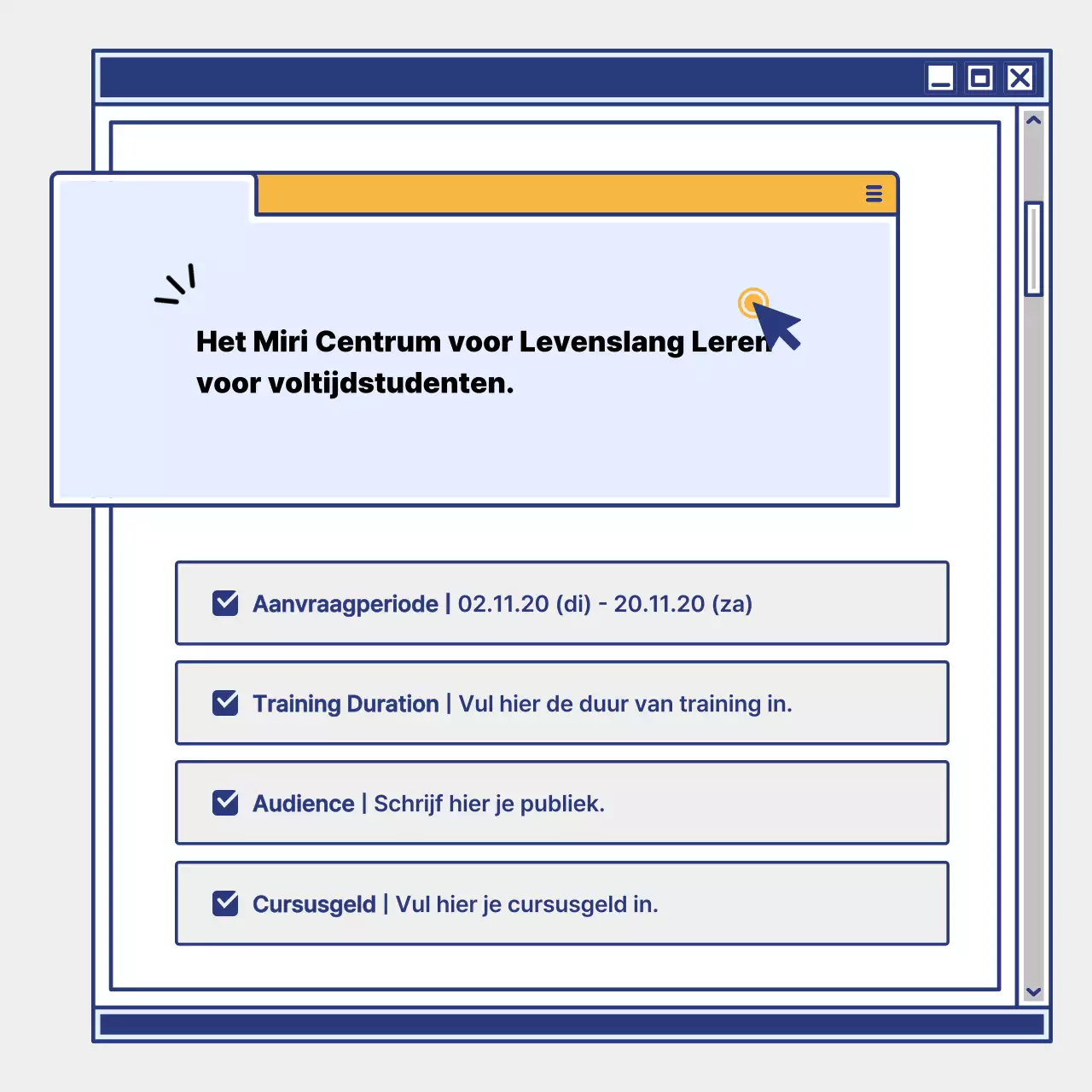 Bevorder de werving van leerlingen met een eenvoudig geel en marine leercentrum