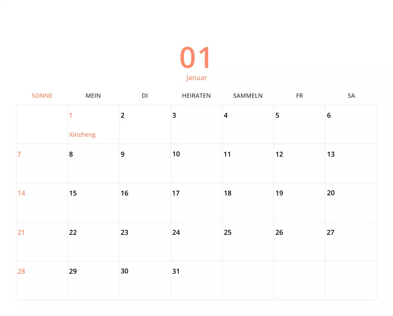 Niedlich illustrierter grüner Tischkalender mit Familienthemen