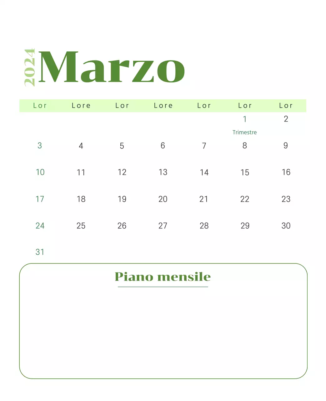 Calendario con illustrazioni giovanili su sfondo giallo e verde