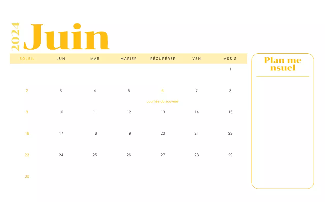 Calendrier avec illustrations de jeunes sur fond jaune et vert