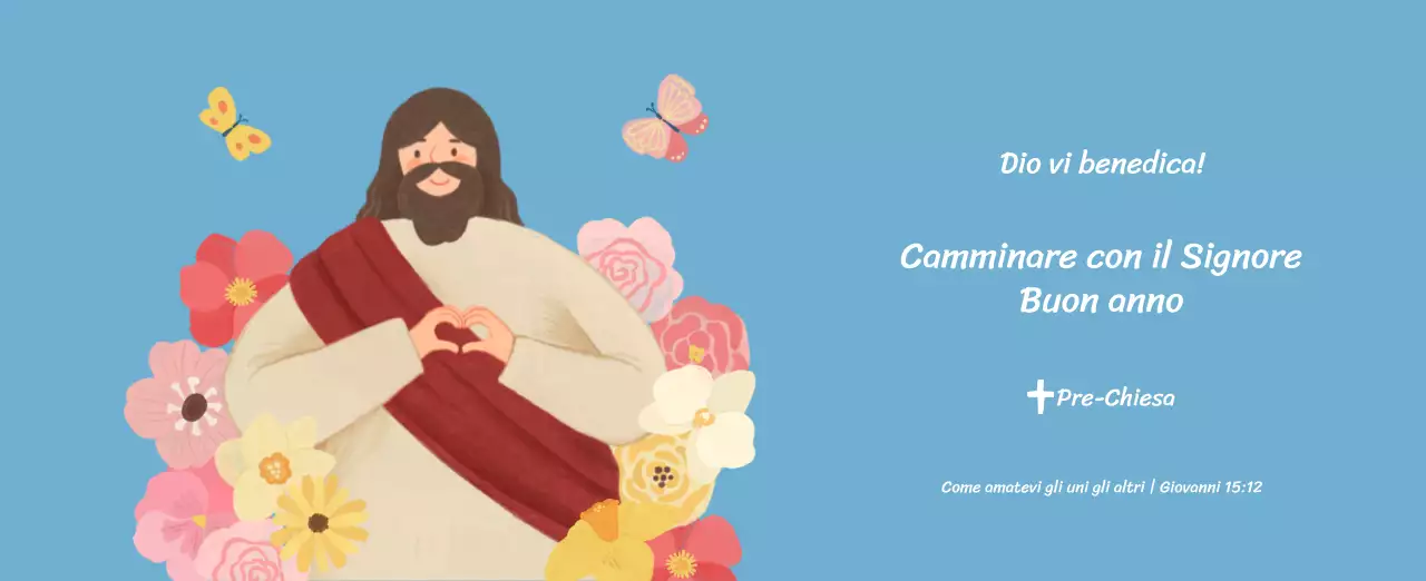 Un calendario devozionale con illustrazioni accoglienti e versetti della Bibbia su uno sfondo blu chiaro