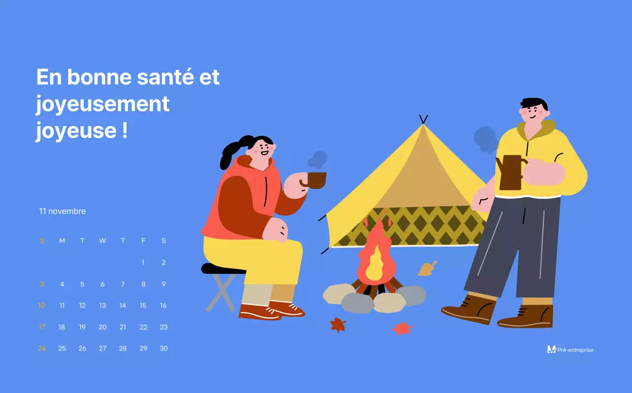 Calendrier de motivation avec des illustrations énergiques et des citations positives sur un fond bleu clair