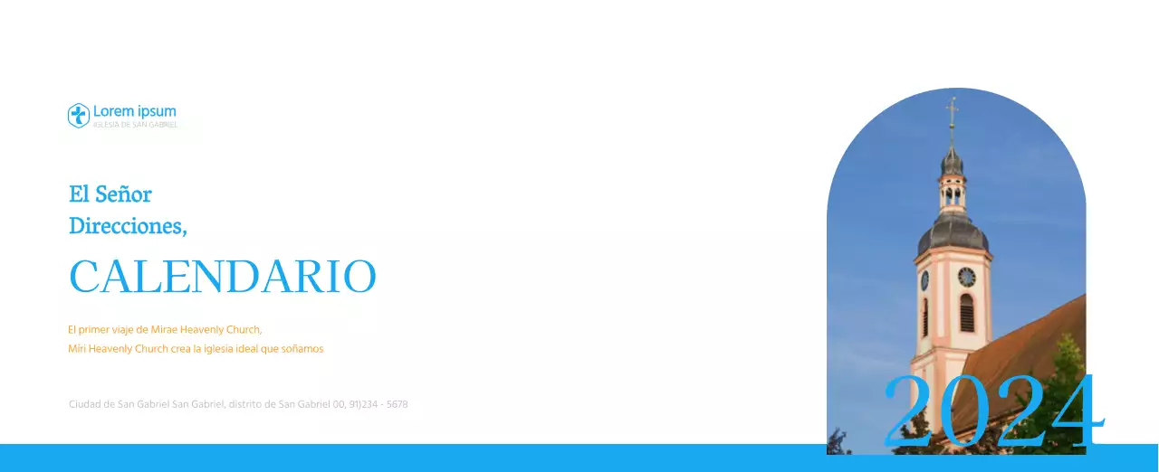 Calendario eclesiástico azul de concepto moderno