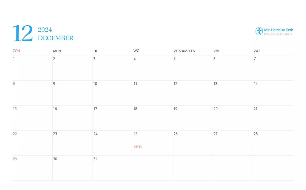 Blauw modern concept kerkkalender