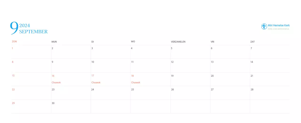 Blauw modern concept kerkkalender