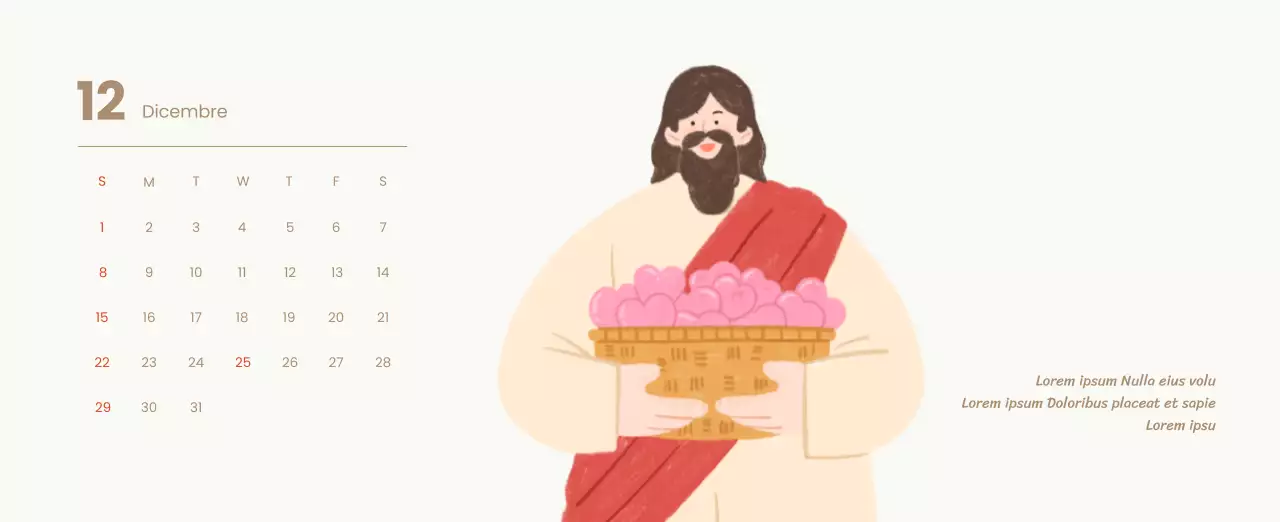 Un calendario devozionale con illustrazioni accoglienti e versetti della Bibbia su uno sfondo blu chiaro