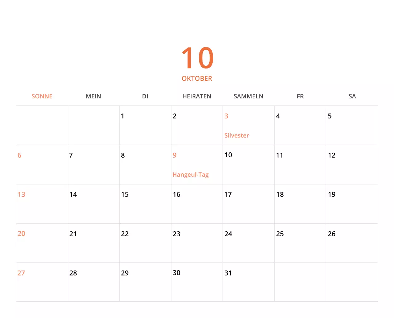 Niedlich illustrierter grüner Tischkalender mit Familienthemen