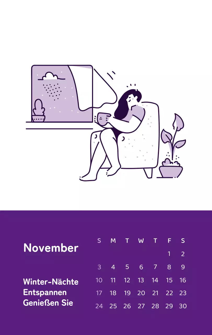 Ein Kalender mit farbenfrohen, emotionalen Illustrationen