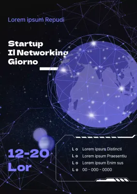 Promuovere lo Startup Networking Day con un look cyber-esotico in viola e nero