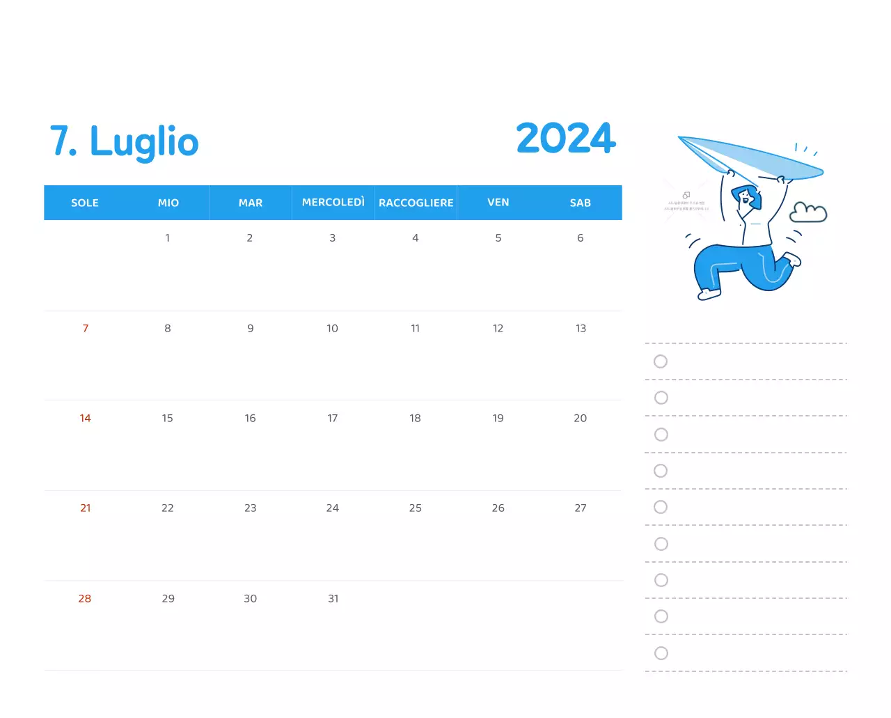 Un calendario con illustrazioni colorate ed emozionali