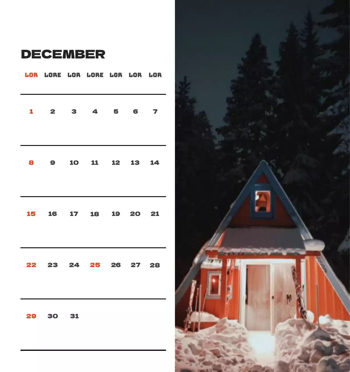 Een reisbureau dat de feestdagen viert met seizoensgebonden reisfotografie en een strakke, vetgedrukte tekstlay-out.