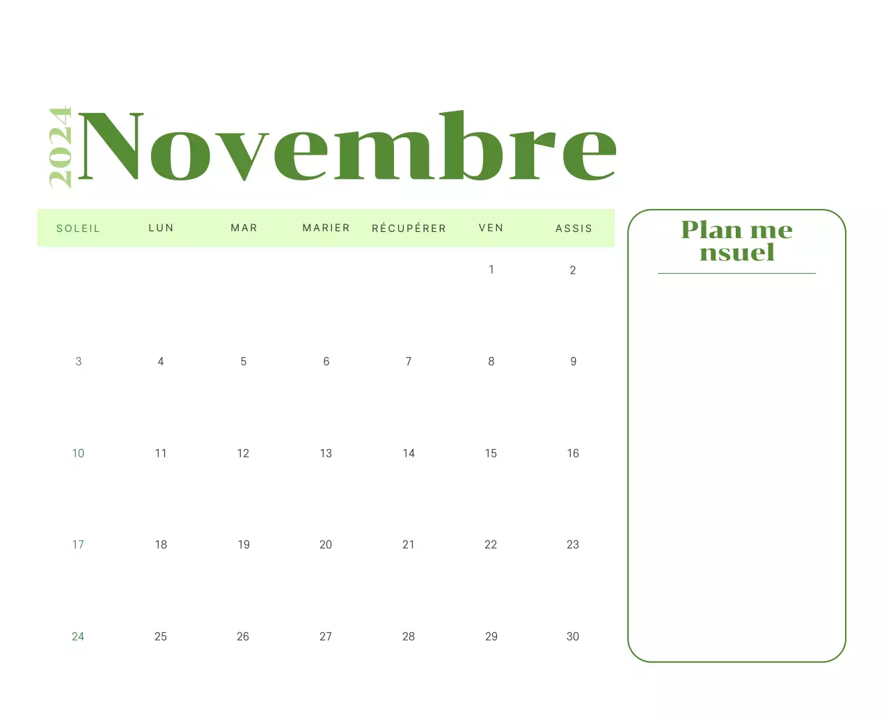 Calendrier avec illustrations de jeunes sur fond jaune et vert