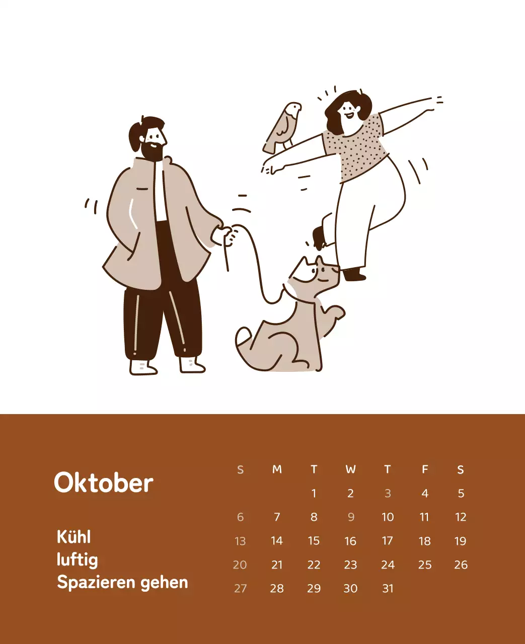 Ein Kalender mit farbenfrohen, emotionalen Illustrationen