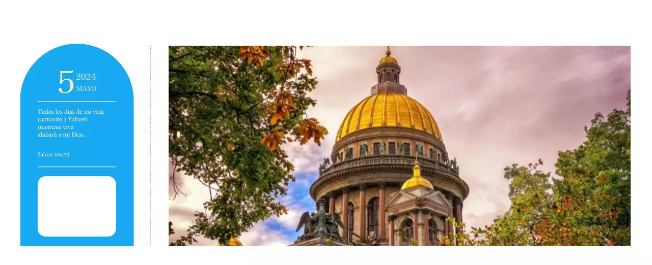 Calendario eclesiástico azul de concepto moderno