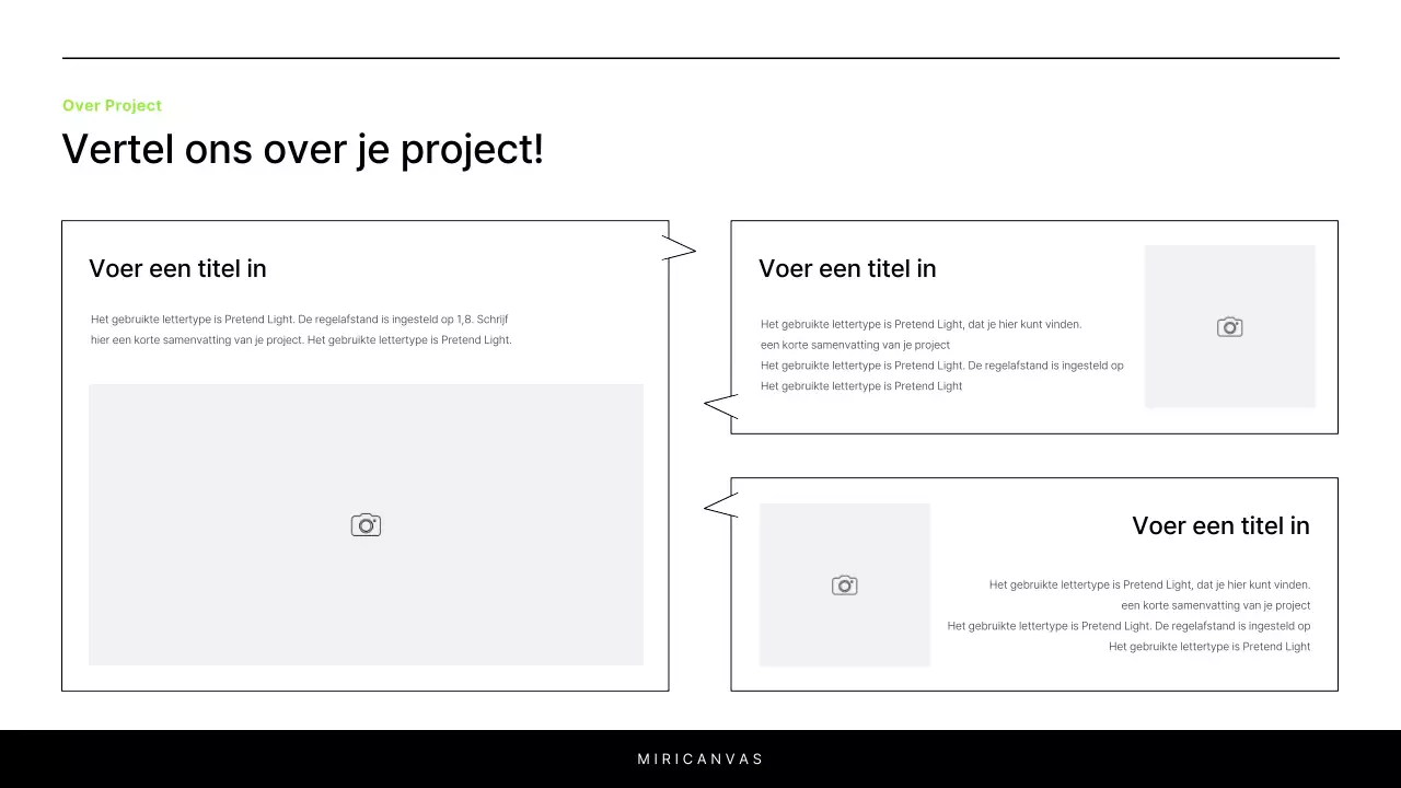 Een eenvoudig wit en chartreuse rapport om een project te introduceren