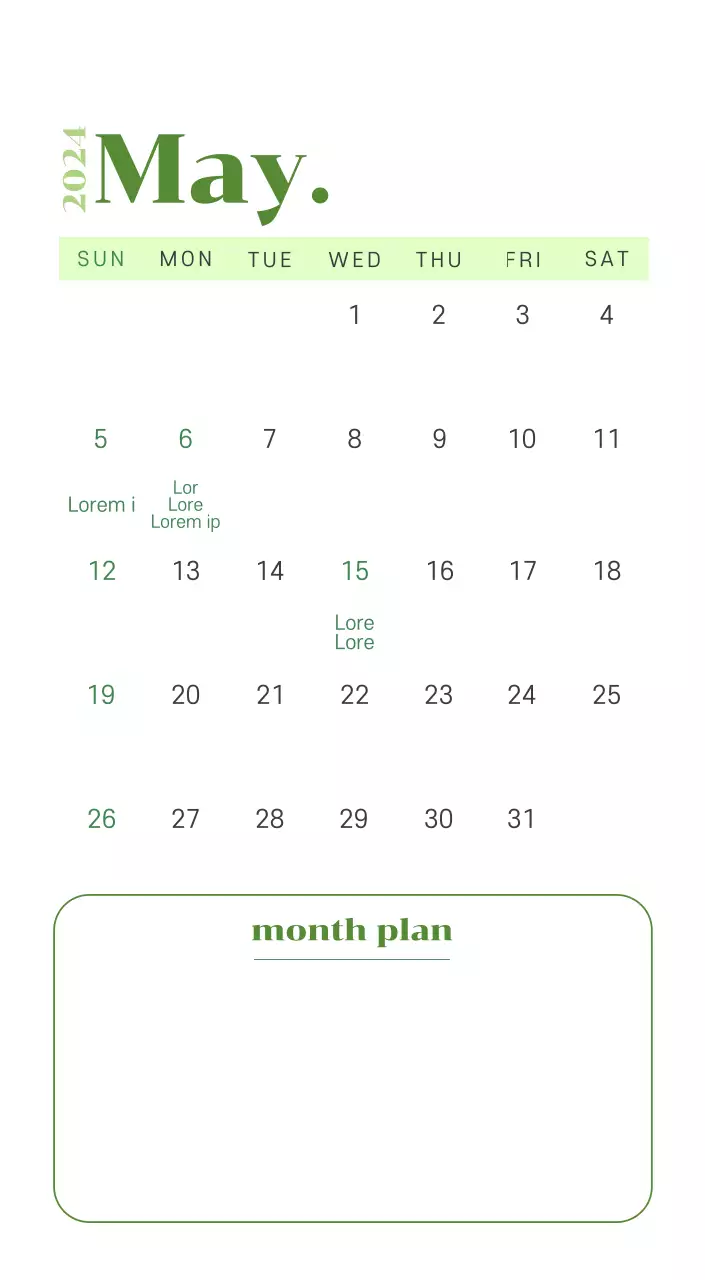 Calendar with youth illustrations on a yellow and green background