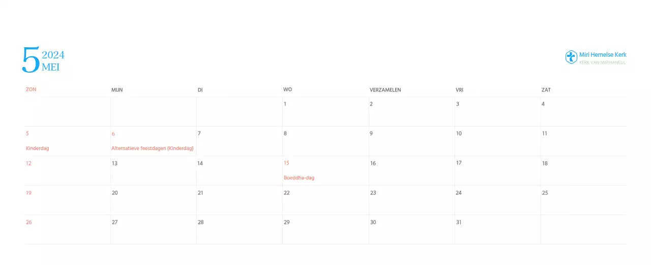 Blauw modern concept kerkkalender