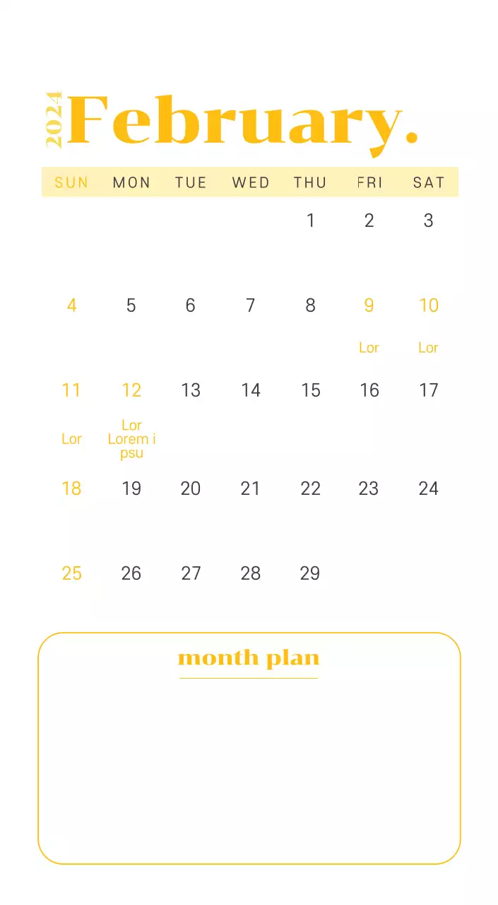 Calendar with youth illustrations on a yellow and green background