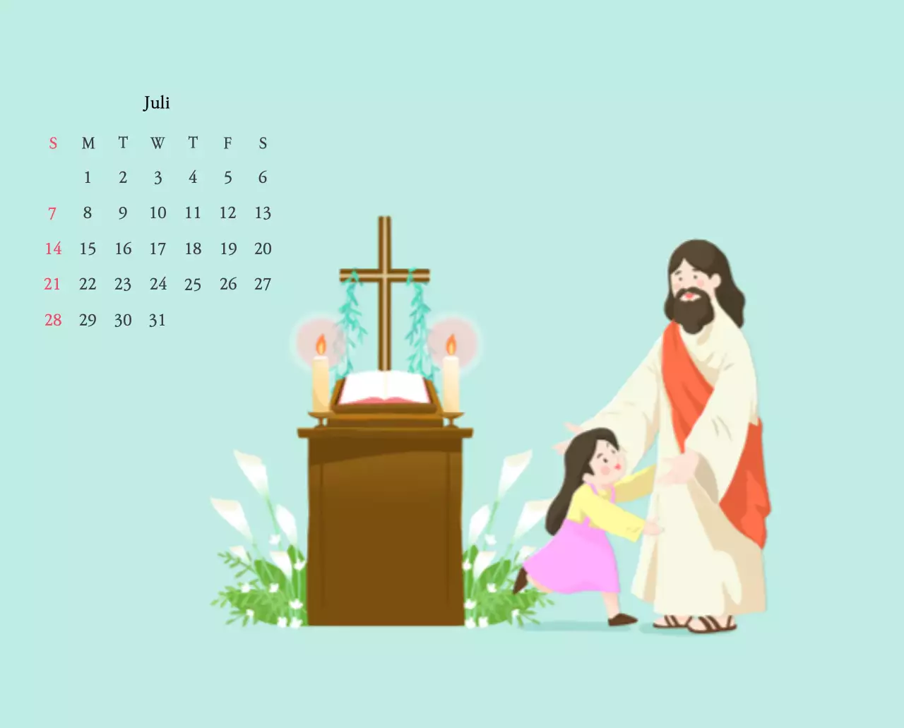 Kerken met schattige illustraties in warme kleuren