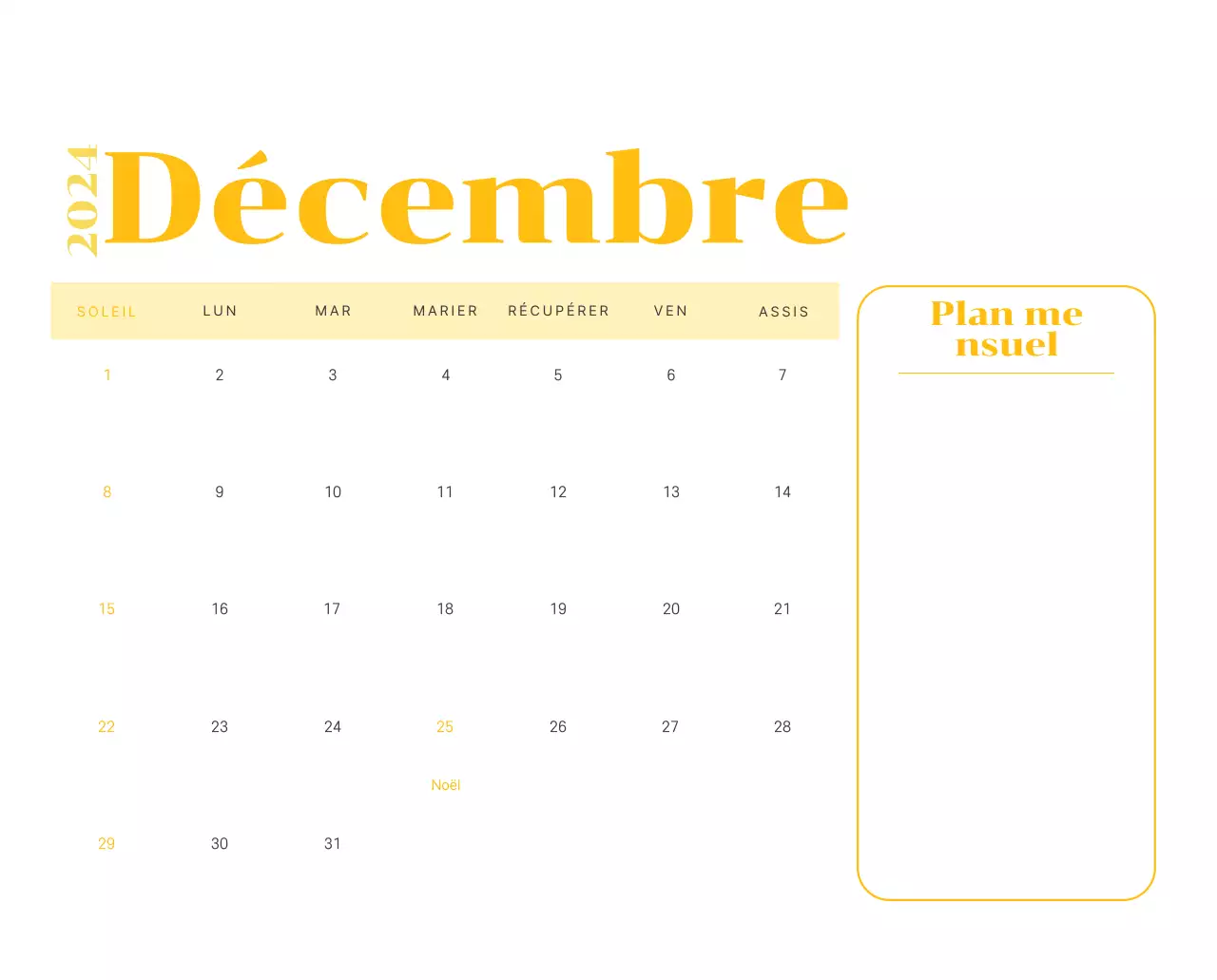 Calendrier avec illustrations de jeunes sur fond jaune et vert