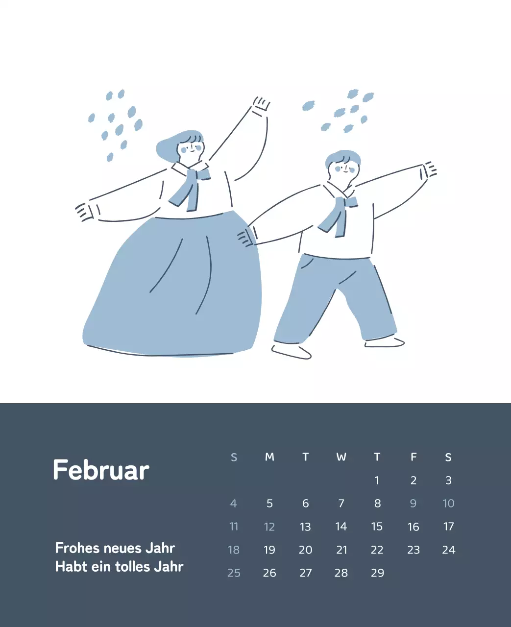 Ein Kalender mit farbenfrohen, emotionalen Illustrationen
