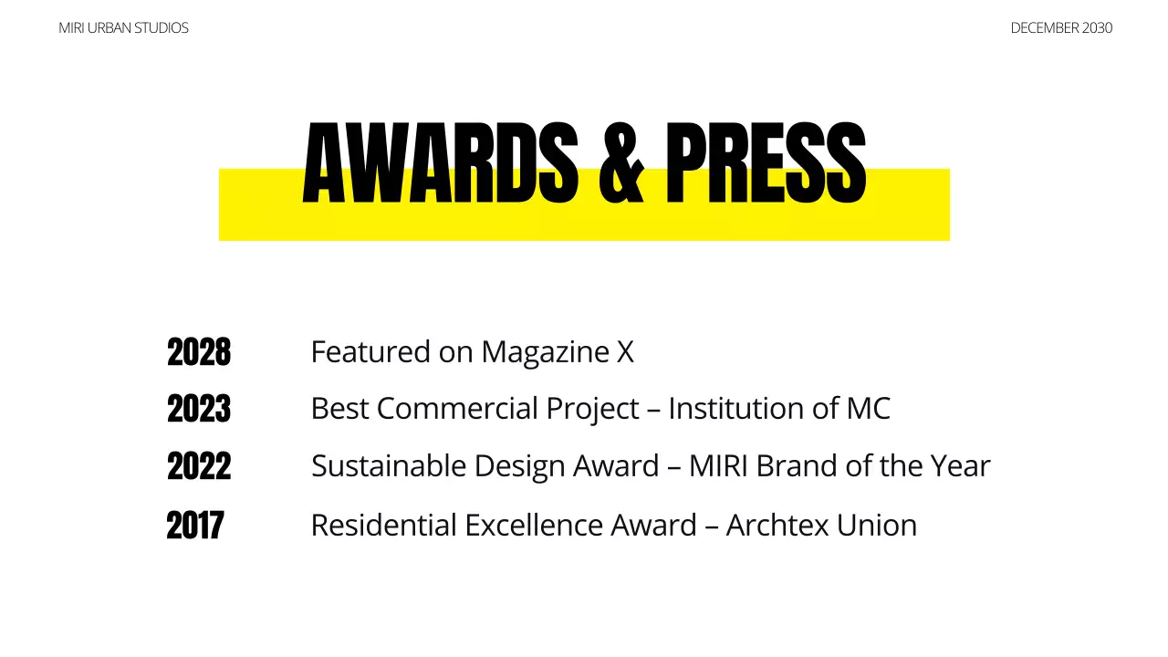 Presentasi Portofolio Arsitektur Modern Kuning